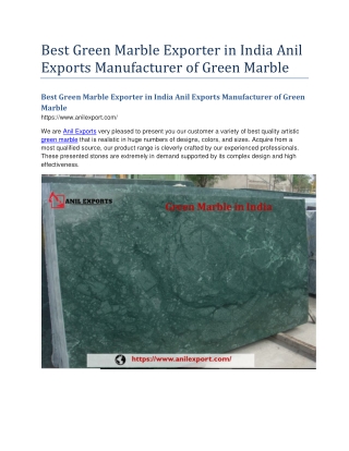 Best Green Marble Exporter in India Anil Exports Manufacturer of Green Marble