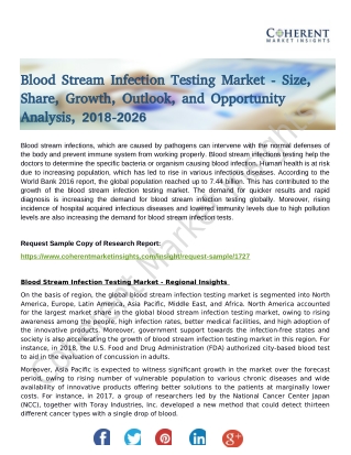 Blood Stream Infection Testing Market - Global Industry Insights, Trends, Opportunity Analysis, and Outlook, 2018-2026