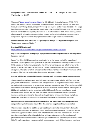Usage-based Insurance Market for ICE &amp; Electric Vehicle – 2025