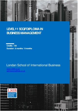 Level 11 SCQF Diploma in Business Management