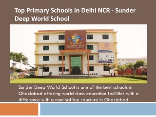 Top Primary Schools In Delhi NCR - Sunder Deep World School