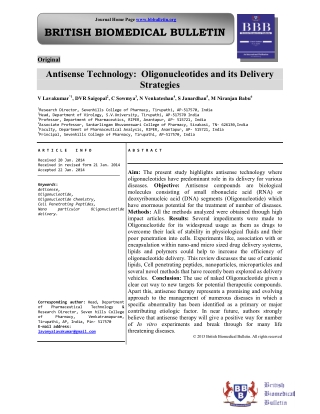 Antisense Technology: Oligonucleotides and its Delivery Strategies