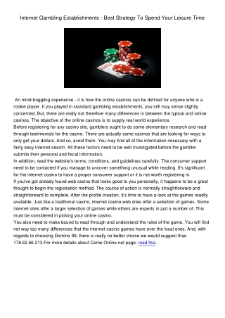 InternetGambling Establishments-BestStrategy To Spend Your Leisure Time657