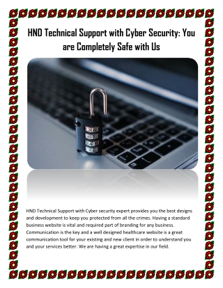 HND Technical Support with Cyber Security: You are Completely Safe with Us