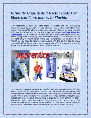 Ultimate Quality And Useful Tools For Electrical Contractors In Florida