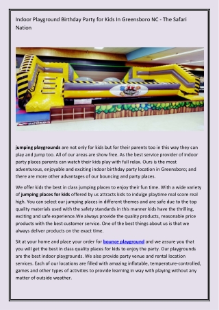 Indoor Playground Birthday Party for Kids In Greensboro NC - The Safari Nation
