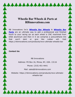 Wheelie Bar Wheels & Parts at RBinnovations.com