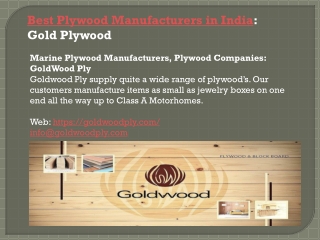 Best Plywood Manufacturers in India: Gold Plywood