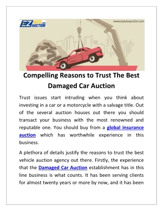 Compelling Reasons to Trust The Best Damaged Car Auction
