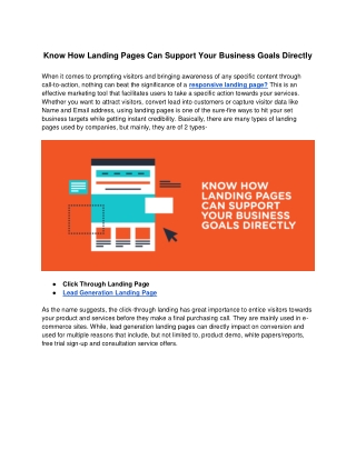 Know How Landing Pages Can Support Your Business Goals Directly