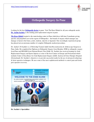 Best Orthopedic Doctor|Surgery In Pune|The Knee Klinik
