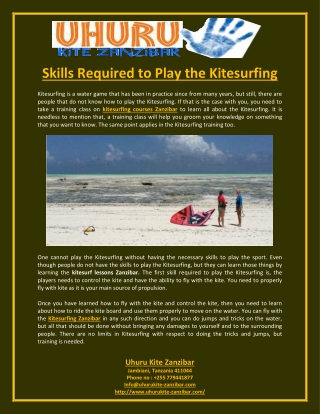 Skills Required to Play the Kitesurfing