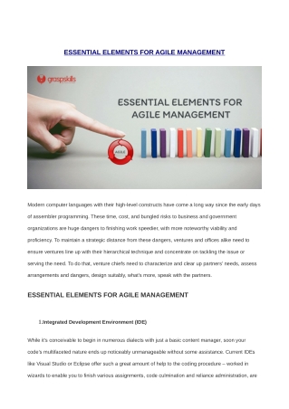 ESSENTIAL ELEMENTS FOR AGILE MANAGEMENT