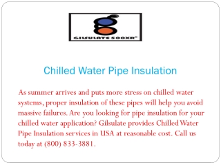 Chilled Water Pipe Insulation