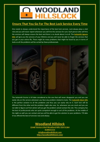 Ensure That You Go For The Best Lock Service Every Time