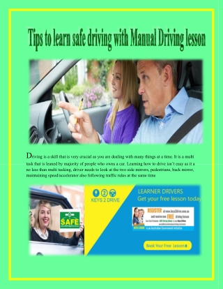 Tips to learn safe driving with Manual Driving lesson