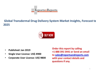 Transdermal Drug Delivery System Market - Segmented by Type, End-user and Region - Growth, Trends, and Forecast 2019-20