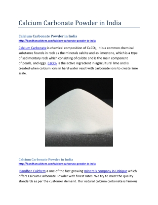 Calcium Carbonate Powder in India