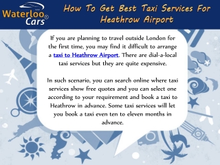 Heathrow Airport Taxi Service