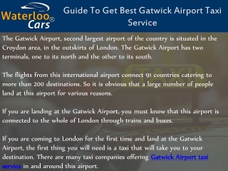 Guide To Get Best Gatwick Airport Taxi Service