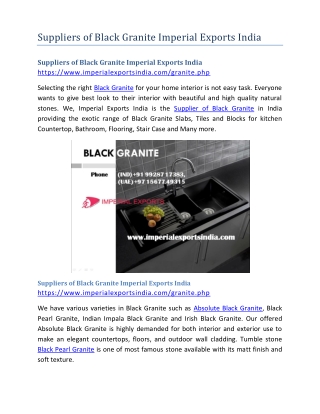 Suppliers of Black Granite Imperial Exports India