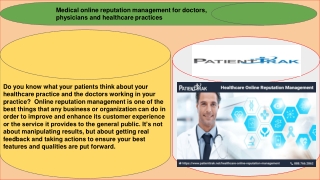 Medical online reputation management