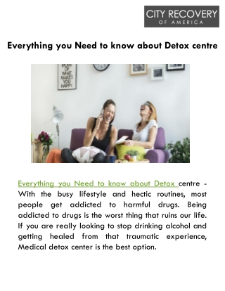 Everything you Need to know about Detox centre