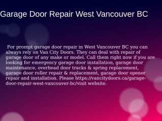 Professional Garage Door Repair in West Vancouver Bc