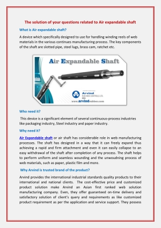 The solution of your questions related to Air expandable shaft