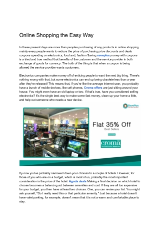 Online Shopping the Easy Way