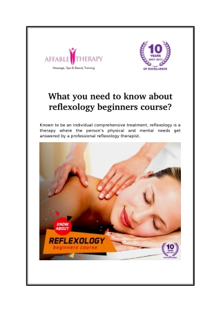 What you need to know about reflexology beginners course?