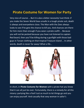 Pirate Costume for Women for Party