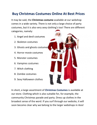 Buy Christmas Costumes Online At Best Prices