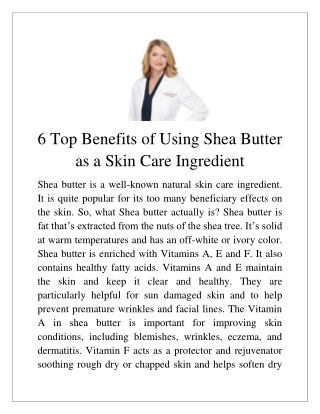 6 Top Benefits of Using Shea Butter as a Skin Care Ingredient