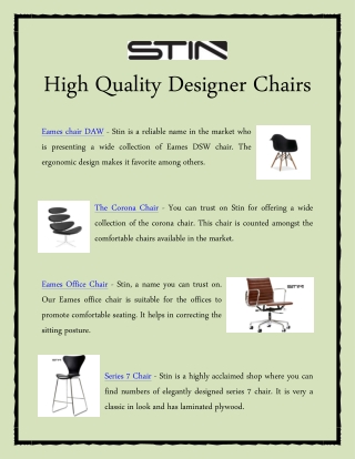 High Quality Designer Chairs