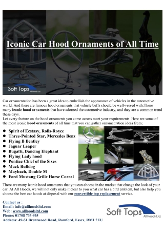 Iconic car hood ornaments of all time