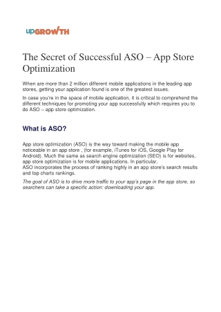The Secret of Successful ASO – App Store Optimization