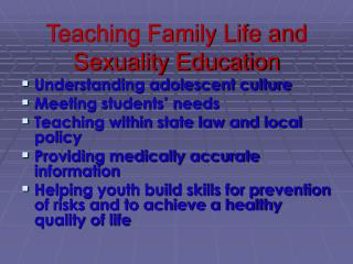 Teaching Family Life and Sexuality Education
