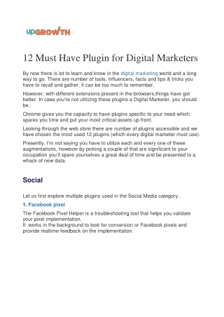 12 Must Have Plugin for Digital Marketers