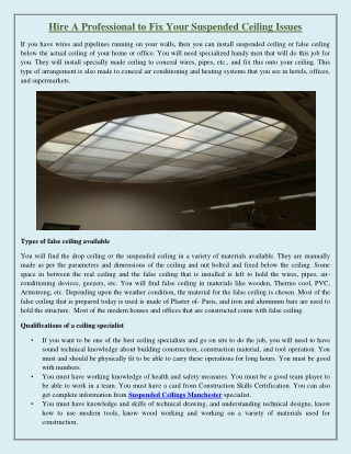 Hire A Professional to Fix Your Suspended Ceiling Issues