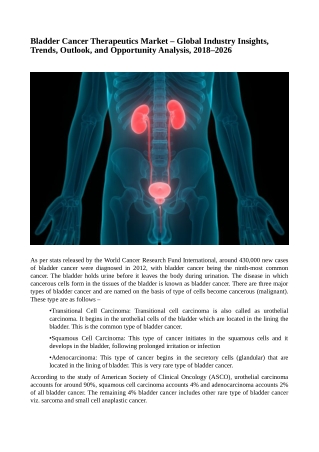 Bladder Cancer Therapeutics Market – Global Industry Insights, Trends, Outlook, and Opportunity Analysis, 2018–2026