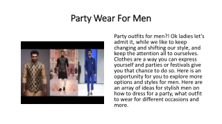 Party wear for men