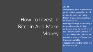 How to invest in bitcoin and make money