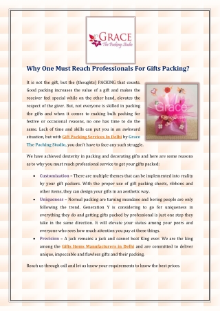 Why One Must Reach Professionals For Gifts Packing?