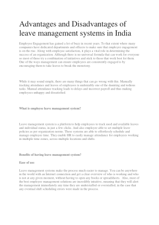 Advantages and Disadvantages of leave management systems in India