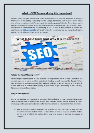 What is SEO Term and why it is important?