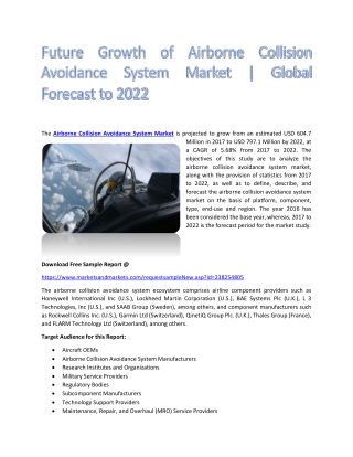 Future Growth of Airborne Collision Avoidance System Market | Global Forecast to 2022