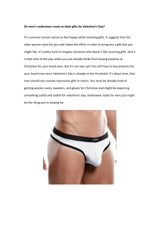 Do men’s underwear count as ideal gifts for Valentine’s Day?