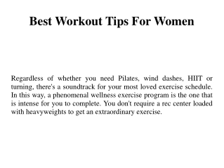 Best Workout Tips For Women