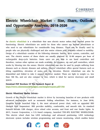 Electric Wheelchair Market - Size, Share, Outlook, and Opportunity Analysis, 2018-2026